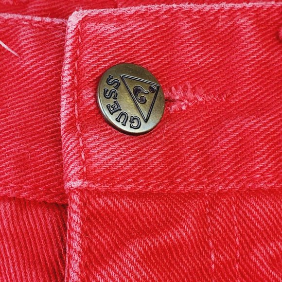 Vtg 90's Georges Marciano X Guess High Waisted Red Zipper Ankle Tapered Jeans 29 - Picture 6 of 11
